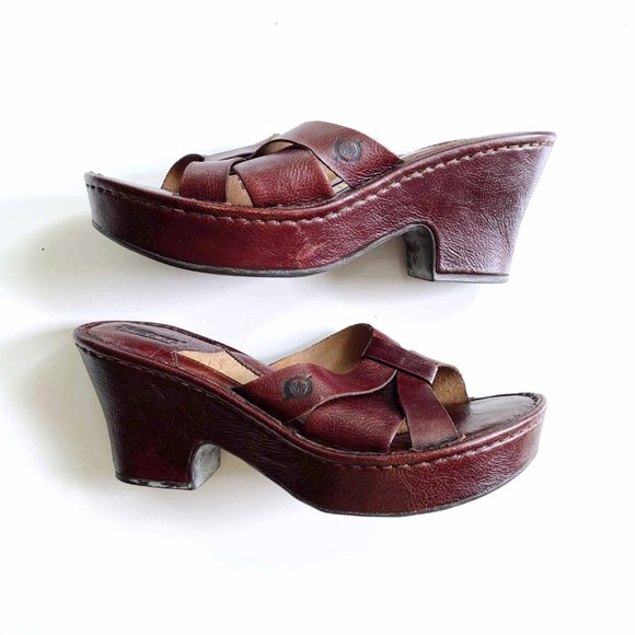 born open toe leather slip on clog sandals - size 7 - Picture 6 of 7